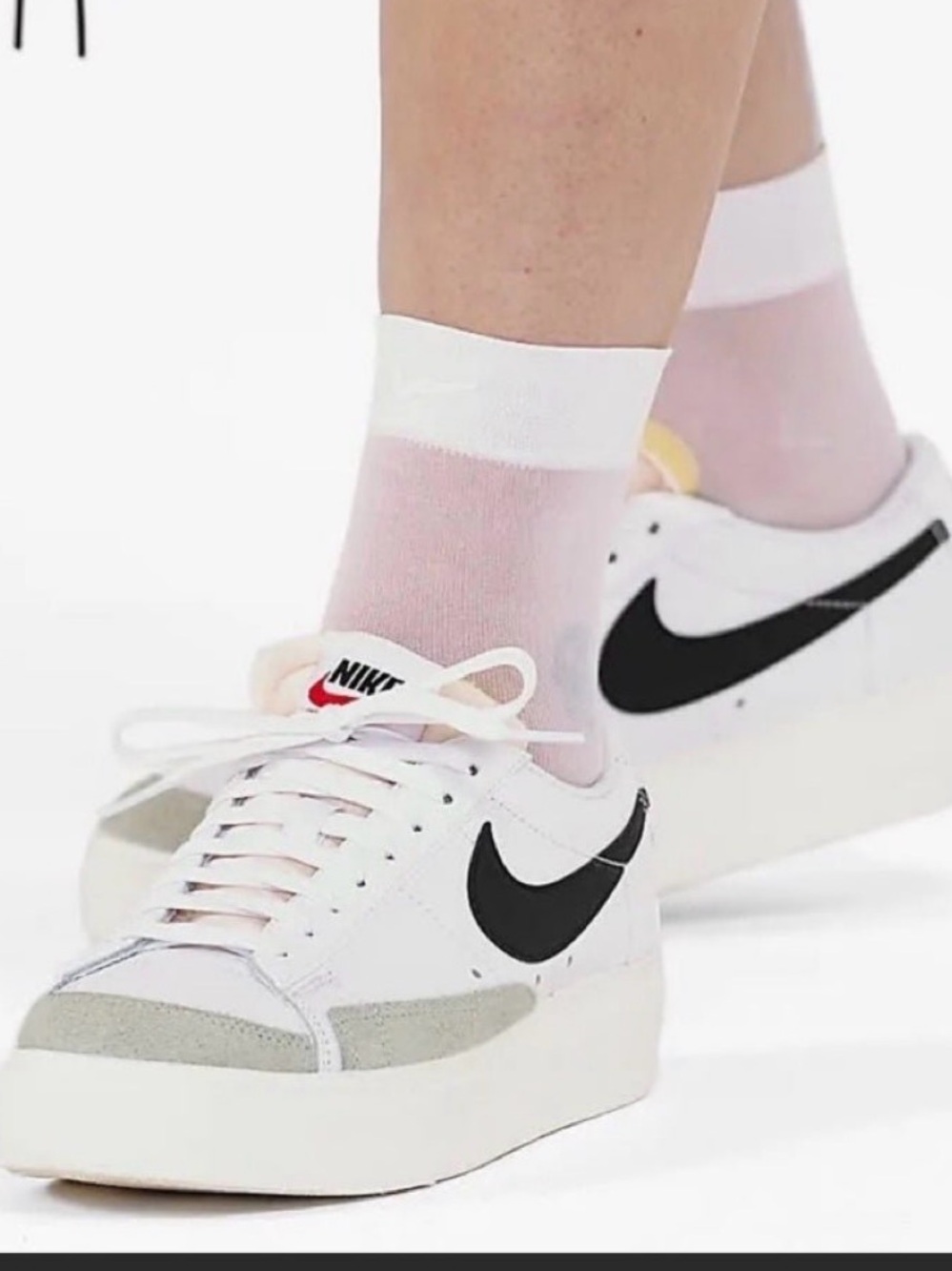 Nike Blazer Loe Cut White Platform Sneakers w Black Swoosh and Red Tongue Logo - Picture 13 of 14